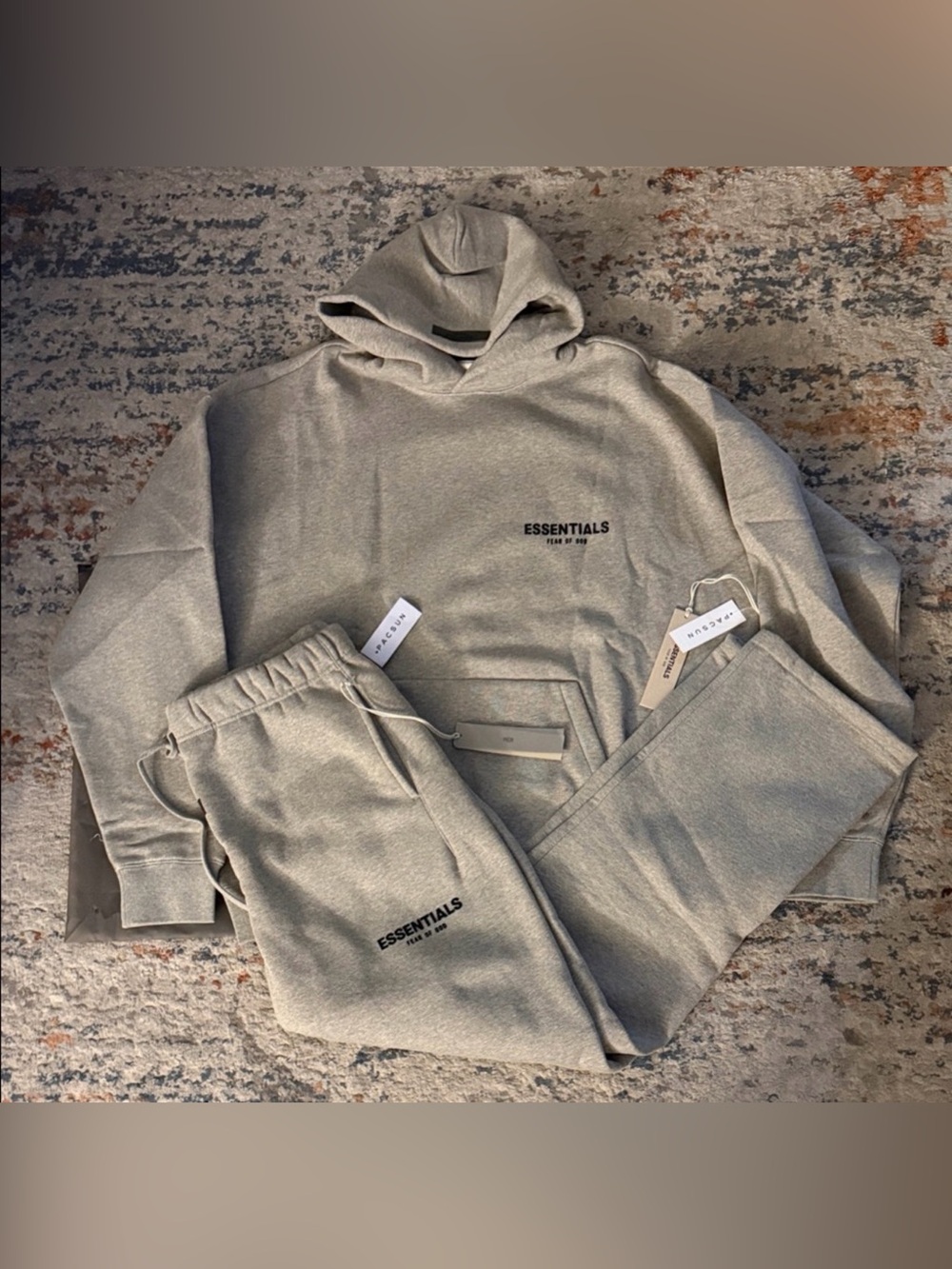 Essentials Dark Oat Men's Hoodie and pans Set with Logo